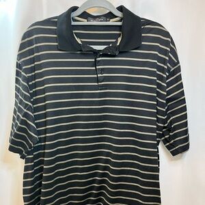 Bugatchi UOMO men’s polo black with tan stripes size XL